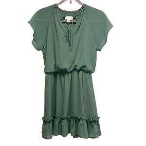 Jun & Ivy | Smocked Mini Dress‎ Sage Green Flouncy XS